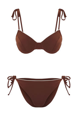 TRENDYOLMILLA Siyah Balconette Kontrast Biyeli Regular Pretty Bikini Tak?m? TBESS25BT00073  фото 6