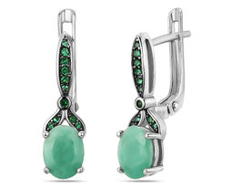 Серьги, изумруд берилл , наноизумруд, SL-RIC74