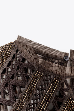 ZW COLLECTION BEADED CROCHET TOP - Zara фото 7