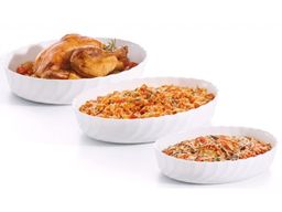 Набор жаропрочных блюд ТРИАНОН 3шт 22х16см+32х24см+36х29см овальные