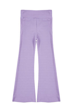 Lila Duz/Basic Flare/Ispanyol Paca K?z Cocuk Esnek Orme Tayt TKDSS24TA00007