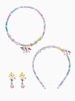 Комплект детский «Выбражулька» 3 предмета, клипсы, бусы, ободок, единорог, цветной