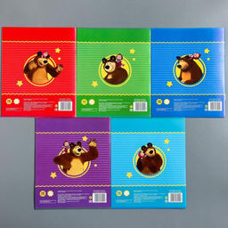 Цена за 20 шт. Тетрадь в линейку 12 листов, 5 видов МИКС, обложка мелованный картон, «Маша и медведь»