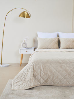 Набор покрывало и чехлы на подушку - Кристалл, цвет кремовый 200х220