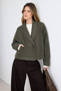 Koyu Ye_il Oversize Y_nl_ K_sa Ceket Kaban TWOAW25KB00047 - Trendyolmilla фото 2