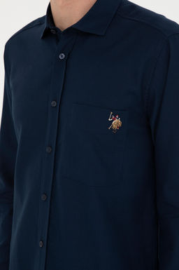 Мужская темно-синяя рубашка с длинным рукавом - U.s. polo assn фото 7