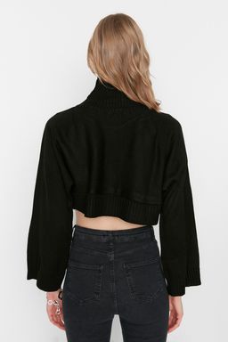 Siyah Super Crop Basic Triko Kazak TWOAW21KZ0163
