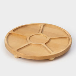 Менажница деревянная Adelica Фортуна, на ножках с соусницей, d=30 см, 70 мл, берёза фото 5