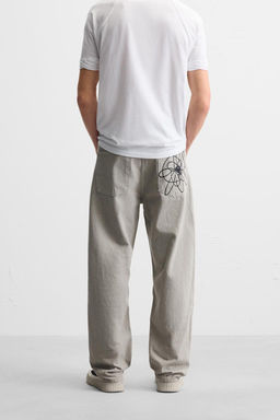 FLORAL PRINT STRAIGHT-LEG JEANS - Zara фото 3