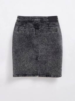 CONTE Джинсовая юбка прямого силуэта CON-385 acid washed grey