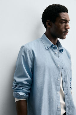 CAMISA ALGOD?N SOFT / Azul claro - Zara фото 6