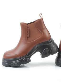 01-H23B40MB BROWN Ботинки демисезонные женские (натуральная кожа, байка)