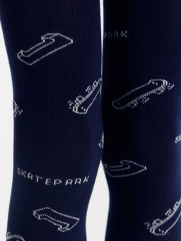Цена за 3 пары! Колготки детские темно-синие с рисунком в виде скейтов - Mark formelle фото 3