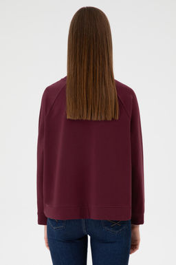 Kad_n Bordo Regular Bisiklet Yaka Basic Sweatsh_rt