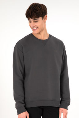 Erkek Bisiklet Yaka Antrasit Basic _ardonlu Sweatshirt