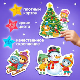 Макси - пазлы в металлической коробке «Новогоднее чудо», 5 пазлов, 20 деталей