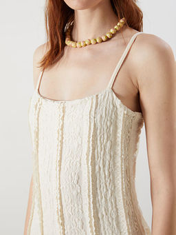 Kare Yaka Dantel Detayl? Boho Elbise