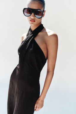 MONO LARGO HALTER BOMBACHO / Negro - Zara фото 4