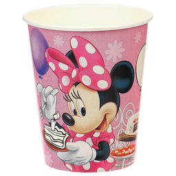 Цена за 10 шт. Стакан бумажный-раскраска С Днем Рождения!, 250 мл, Минни Маус