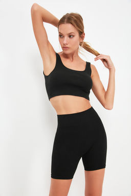 TRENDYOLMILLA Siyah Seamless/Dikissiz Orme Spor Sort/K?sa Tayt TWOSS21SR0707  фото 3