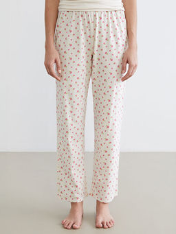 Beli Lastikli ?i?ekli Kad?n Pijama Alt?