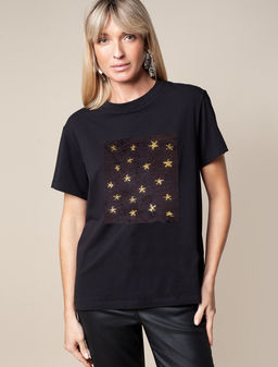 VILATTE / Футболка из премиального хлопка с авторским принтом пайетками  фото 7