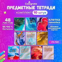 Тетради предметные Calligrata «Мрамор светлый», 10 предметов, 48 листов, со справочным материалом, обложка из мелованного картона