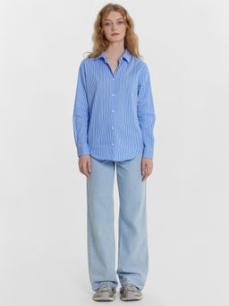 Рубашка женская синяя в полоску