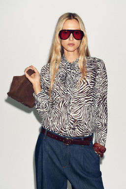 ANIMAL PRINT BLOUSE WITH BOW - Zara фото 5