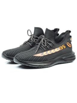 03-HA102-3 BLACK/ORANGE Кроссовки летние мужские (текстиль)