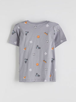 Beli Lastikli Bask?l? Erkek ?ocuk Pijama ?st