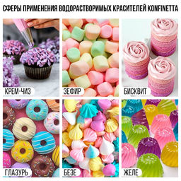 Краситель пищевой гелевый водорастворимый для десертов и пасхальных яиц: фиолетовый, 10 мл. - KONFINETTA фото 4