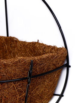 Кашпо настенное, d=20 см, металлическое, со вставкой из кокоса