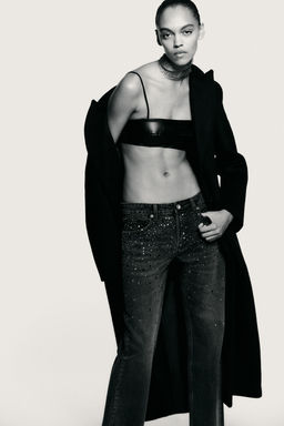 TRF LOW-RISE RHINESTONE STRAIGHT JEANS - Zara фото 6