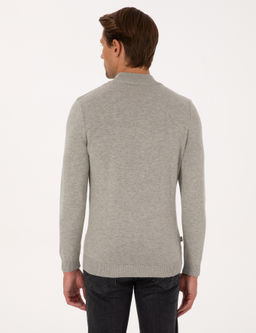 A__k Gri Melanj Slim Fit Yar_m Bal_k__ Yaka Basic Triko Kazak - Pierre cardin фото 5