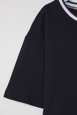 Lacivert K?z Cocuk %100 Pamuk Basic Regular/Normal Kal?p Biye Detayl? Orme T-Shirt TKDSS25TS00064 - Trendyolmilla фото 3