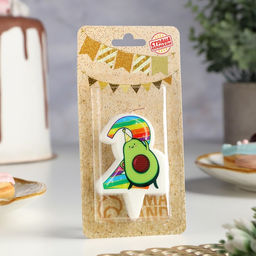 Свеча в торт Авокадо, цифра 2, 6,5 см - Страна карнавалия фото 2