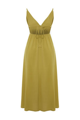 Haki Dokuma Buzgulu Maxi Plaj Elbise TBESS23EL00063