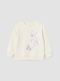 Bisiklet Yaka Payetli K?z ?ocuk Sweatshirt