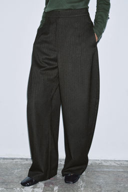 ZW COLLECTION HERRINGBONE BALLOON TROUSERS - Zara фото 3