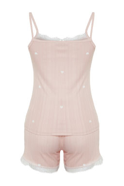 Trendyolmilla Pembe 5li Kusakl? Kurdele/Fiyonklu Fitilli Sortlu Orme Sabahl?kl? Pijama Tak?m? THMSS24PT00380  фото 12