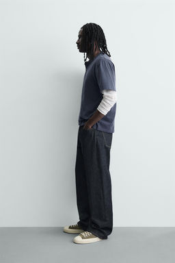 CAMISETA LAVADA CUELLO PANADERO / Marino - Zara фото 4