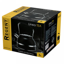 Чайник из нержавеющей стали "Linea Tea" 3л, д22см, h17см, со свистком, многослойное капсульное дно, нескользящая ручка, цветная коробка, "Regent" (Китай) Подходит для всех видов плит, включая индукционную