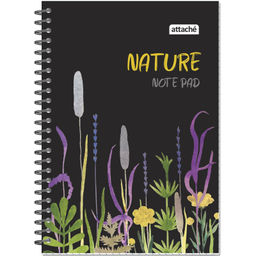 Блокнот А5 60л Attache Nature Black flowers клет,65г,100%,греб,карт,ВД-лак