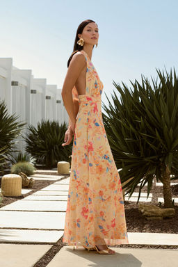 TRENDYOLMILLA Cok Renkli A-Kesim Leopar Desenli Orme Uzun S?k Abiye & Mezuniyet Elbise TPRSS25AE00010