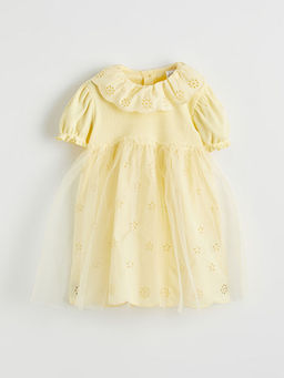 T?l Detayl? Bebe Yaka K?z Bebek Elbise