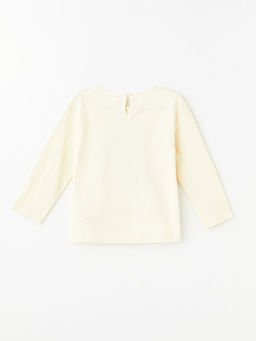 Bisiklet Yaka Uzun Kollu Bask?l? K?z ?ocuk Ti??rt