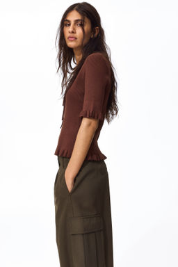 Frill-trimmed rib-knit top - H&m фото 7