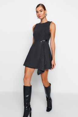 Trendyolmilla Antrasit A Kesim Etegi Asimetrik Mini Dokuma Elbise TWOAW24EL00496  фото 2