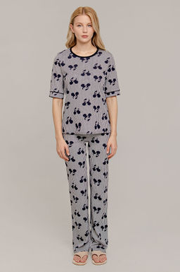 Арт. 9168 Пижама с брюками 42-50 (5 шт) Цвет:верх- синий, белый, низ-синий, белый - Калинка фото 2